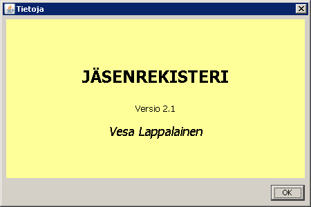 Kuva Tietoja-dialogista